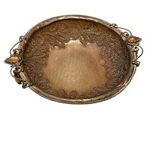 Vintage Maya Evangelista Resin Antiqued GoldTone Beaded Chains 5.5” Trinket Dish